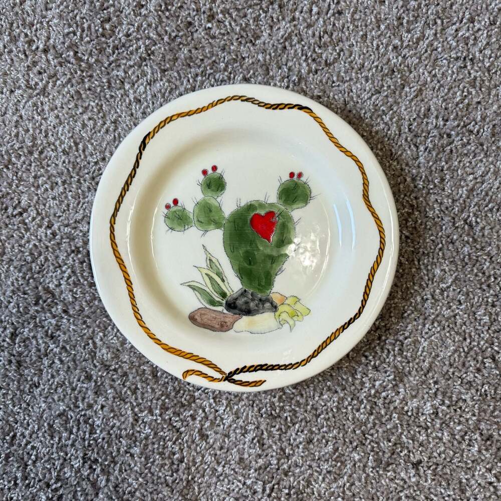 Vintage 1991 DeForest 'Stuck on You' Cactus Heart Pottery Plate
